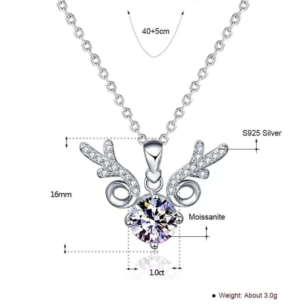 Certified 1ct. t.w. Diamond Elk Necklace 18k White Gold over Italy Silver - Picture 6 of 16